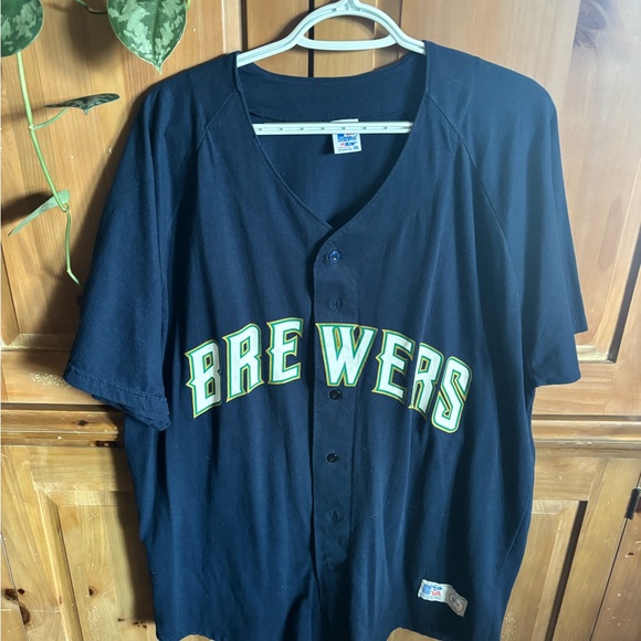 Vintage Russell Athletic Navy Brewers Men's Jersey - Picture 1 of 4